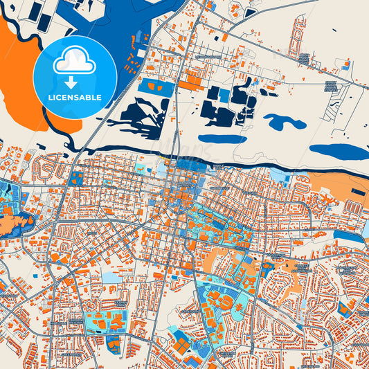 Colorful Greenville Street Map with Labels and Buildings