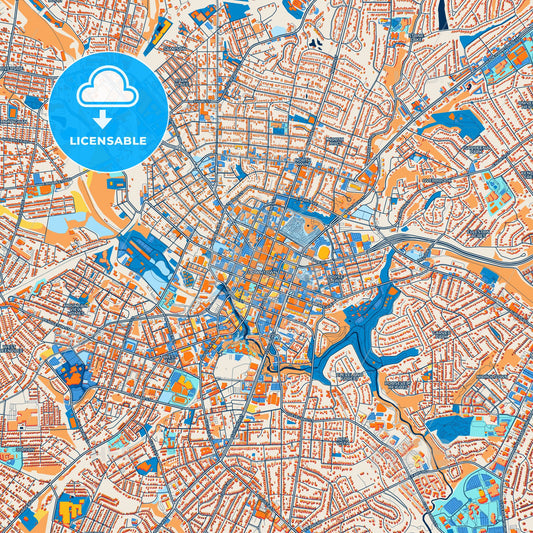 Colorful Greenville Street Map with Labels and Buildings