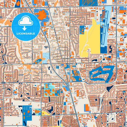 Colorful Greenwood Street Map with Labels and Buildings