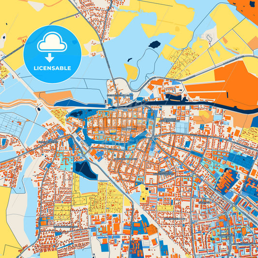 Colorful Greifswald Street Map with Labels and Buildings
