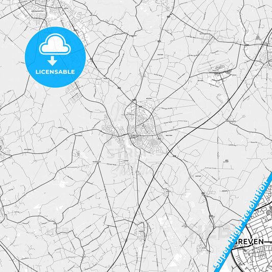 Greven, Germany light map with streetnames, citynames and districts