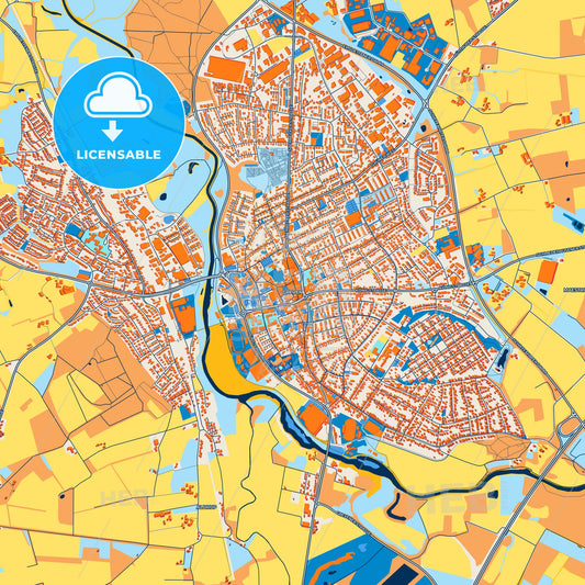 Colorful Greven Street Map with Labels and Buildings