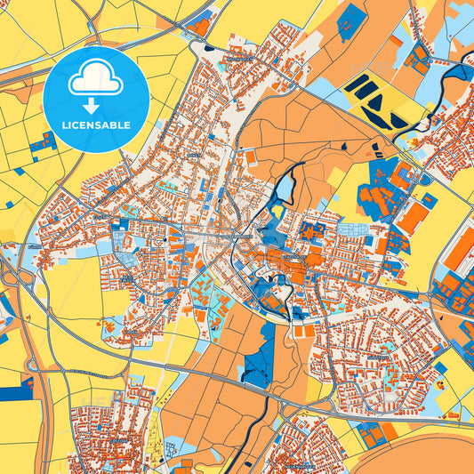 Colorful Grevenbroich Street Map with Labels and Buildings