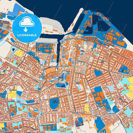 Colorful Grimsby Street Map with Labels and Buildings