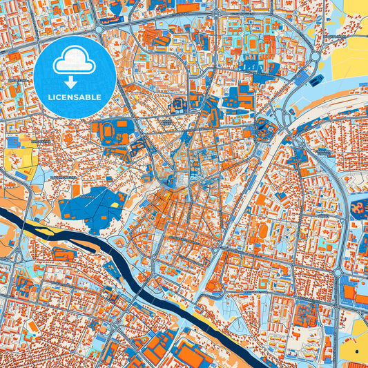 Colorful Grodno Street Map with Labels and Buildings
