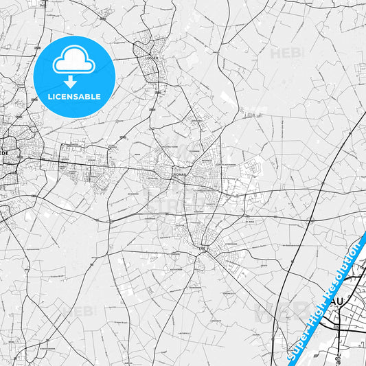 Gronau (Westf.), Germany light map with streetnames, citynames and districts