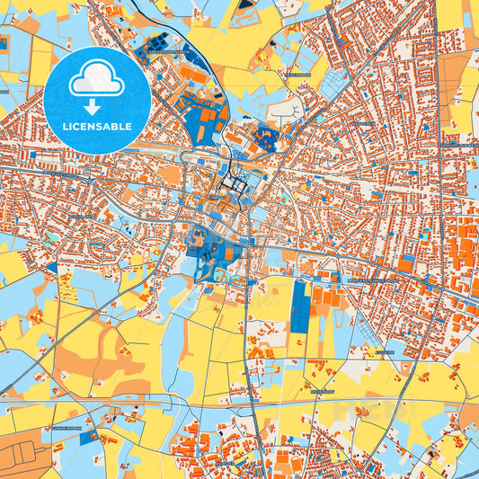 Colorful Gronau (Westf.) Street Map with Labels and Buildings