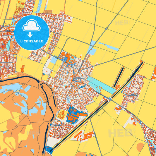 Colorful Groß-Enzersdorf Street Map with Labels and Buildings