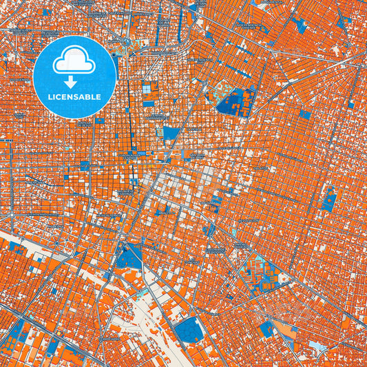 Colorful Guadalajara Street Map with Labels and Buildings