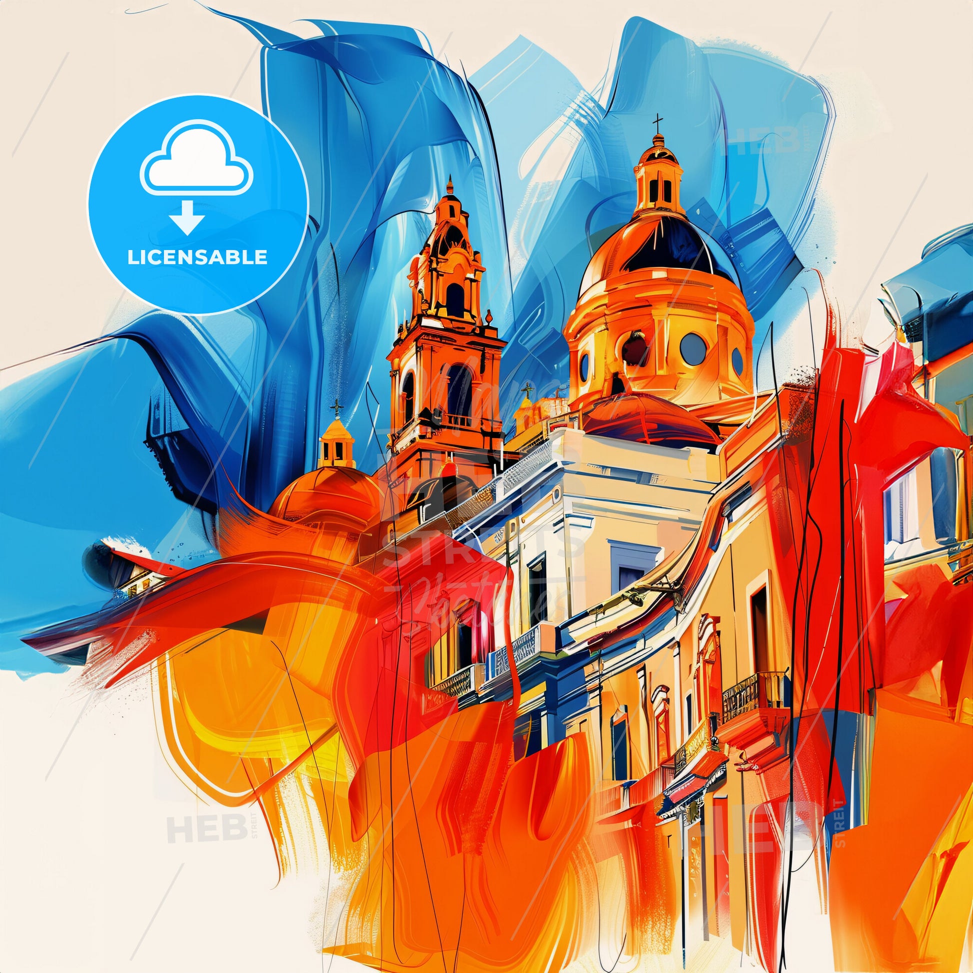 Vibrant Guadalajara, Mexico - A Colorful Painting Of A Building