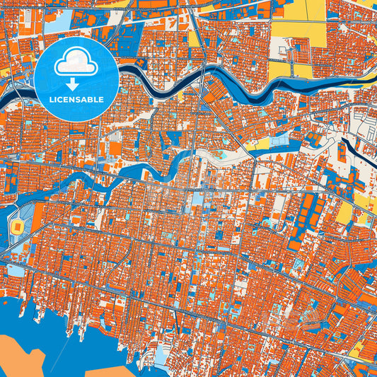 Colorful Guadalupe Street Map with Labels and Buildings