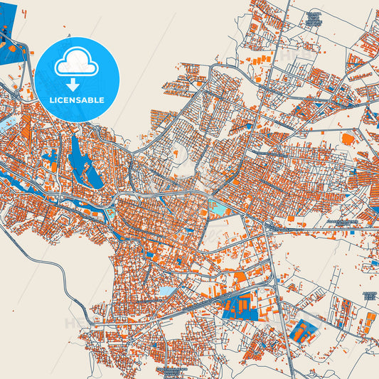Colorful Guadalupe Street Map with Labels and Buildings