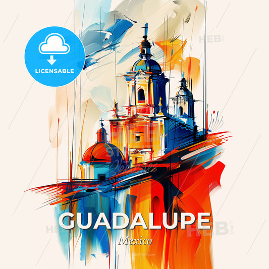 Vibrant Guadalupe, Mexico - A Painting Of A Building - Square format print template