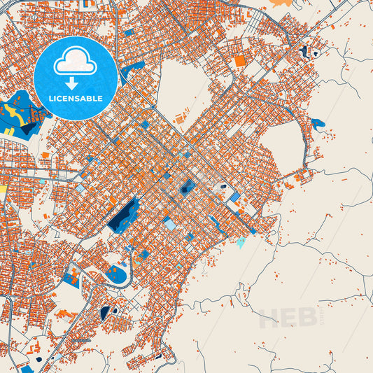 Colorful Guarapuava Street Map with Labels and Buildings