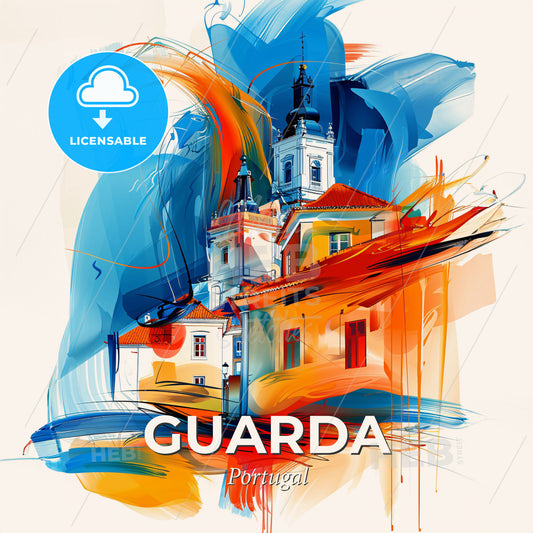 Vibrant Guarda, Portugal - A Painting Of A Building - Square format print template