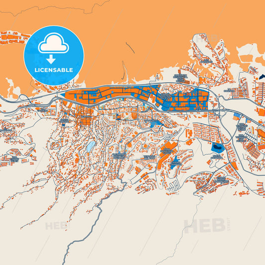 Colorful Guarenas Street Map with Labels and Buildings