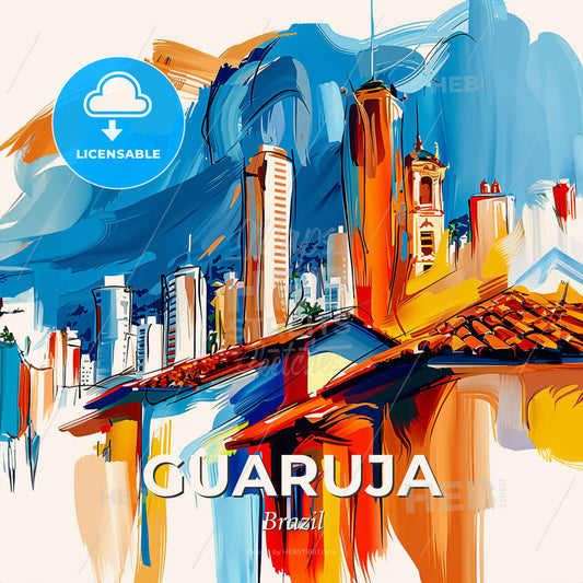 Vibrant Guaruja, Brazil - A Painting Of A City - Square format print template