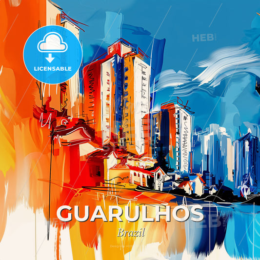 Vibrant Guarulhos, Brazil - A Painting Of A City - Square format print template