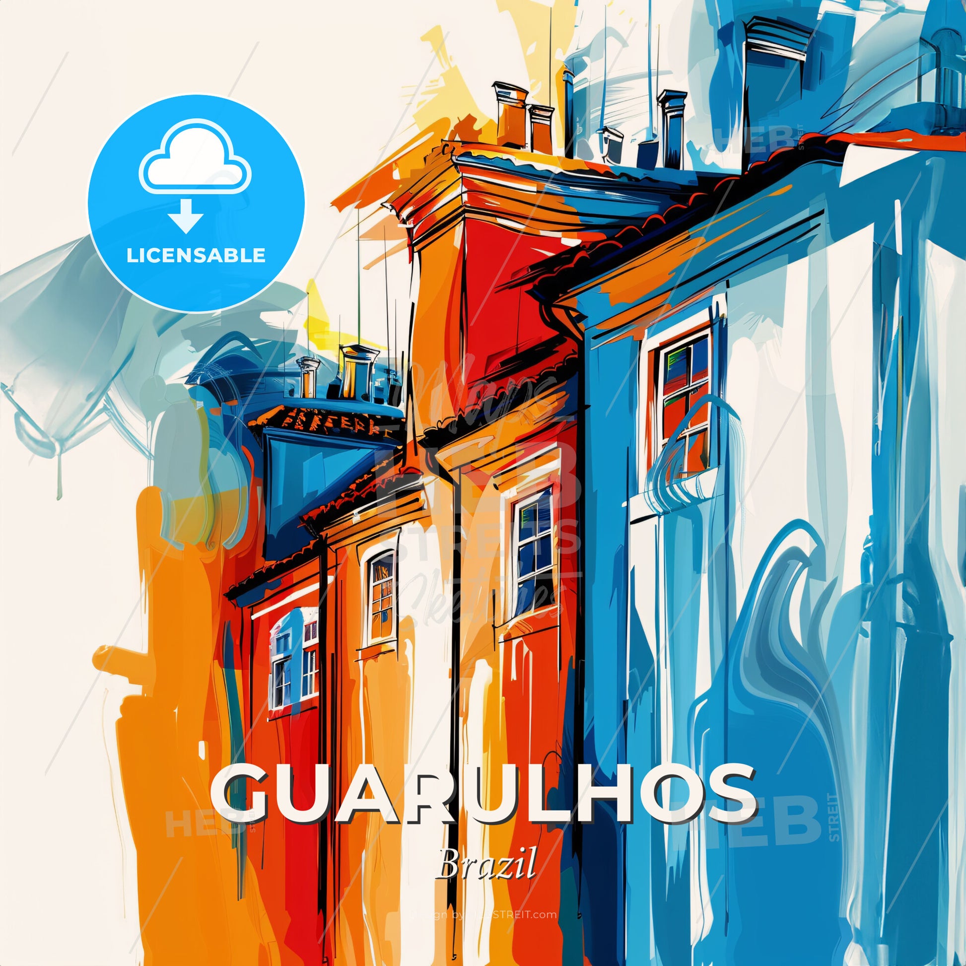 Vibrant Guarulhos, Brazil - A Colorful Building With Many Windows - Square format print template