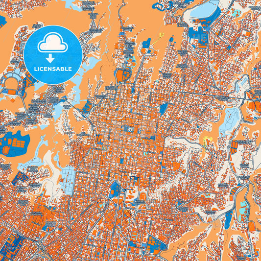 Colorful Guatemala City Street Map with Labels and Buildings