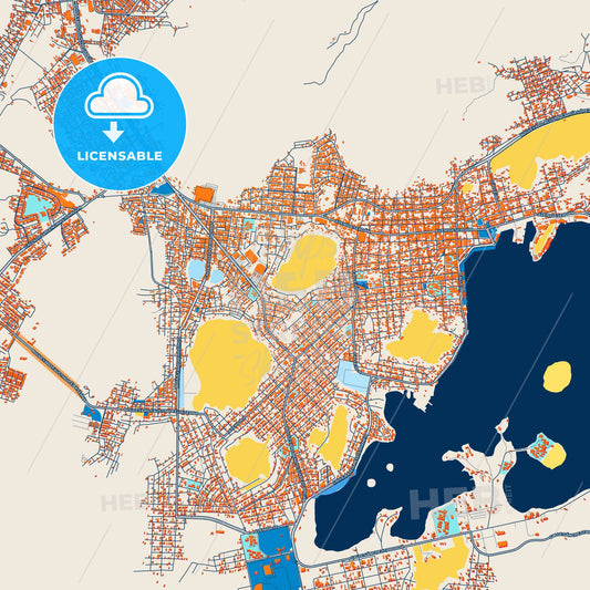 Colorful Guaymas Street Map with Labels and Buildings