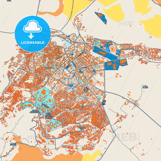 Colorful Guelma Street Map with Labels and Buildings