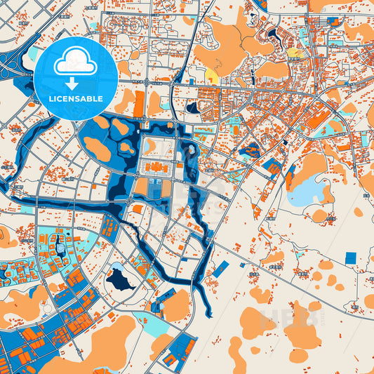 Colorful Guilin Street Map with Labels and Buildings