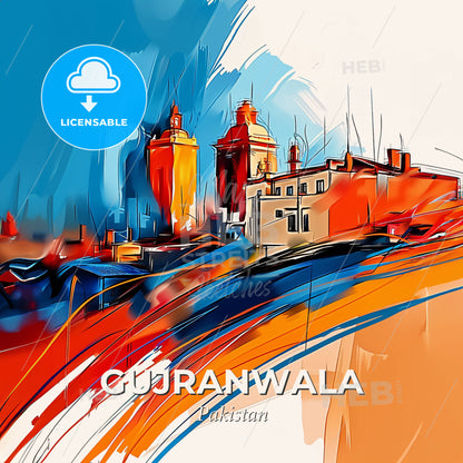 Vibrant Gujranwala, Pakistan - A Painting Of A City - Square format print template