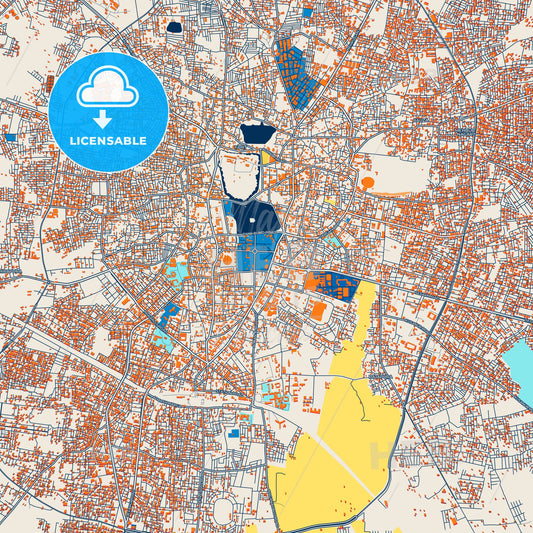 Colorful Gulbarga Street Map with Labels and Buildings
