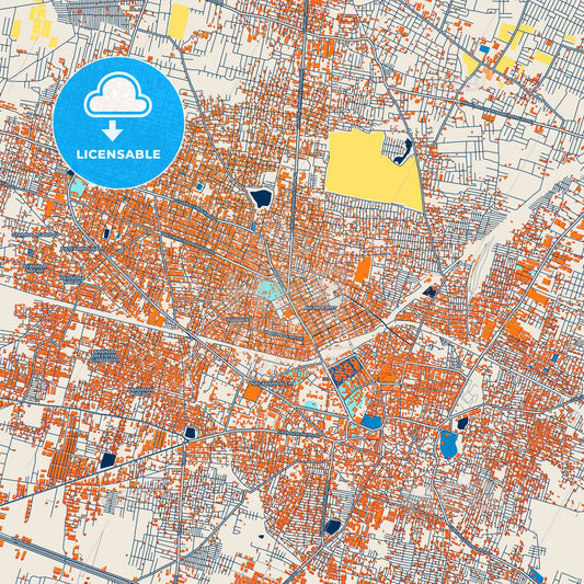Colorful Guntur Street Map with Labels and Buildings