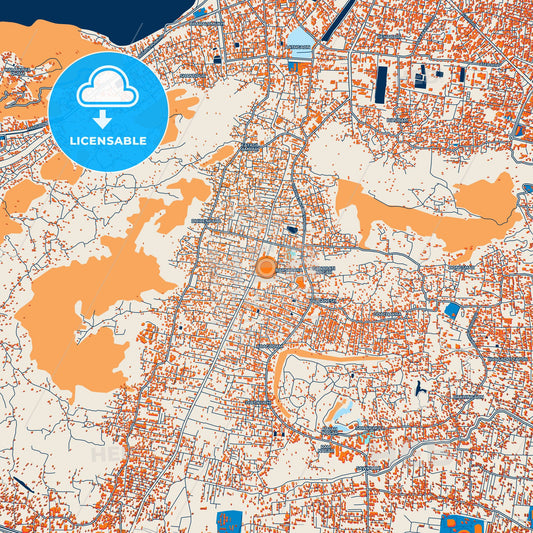Colorful Guwahati Street Map with Labels and Buildings
