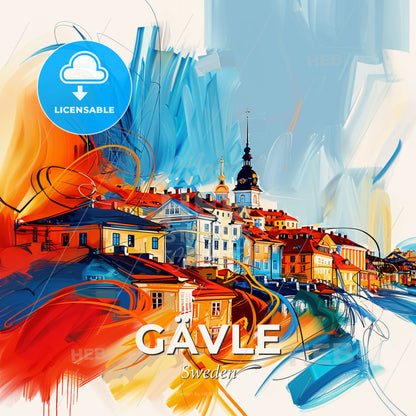 Vibrant Gävle, Sweden - A Colorful Painting Of Buildings - Square format print template