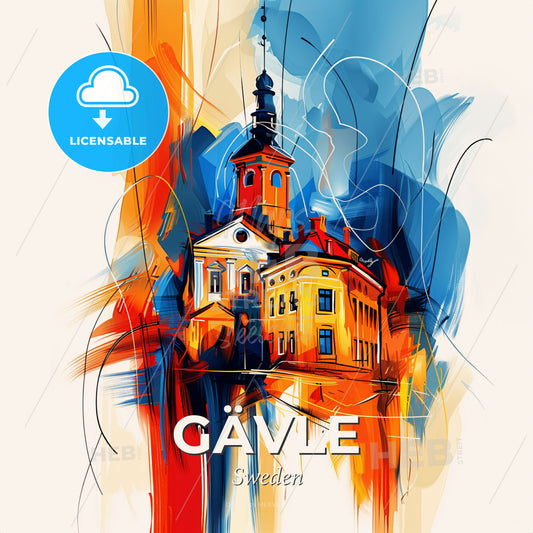 Vibrant Gävle, Sweden - A Painting Of A Building - Square format print template