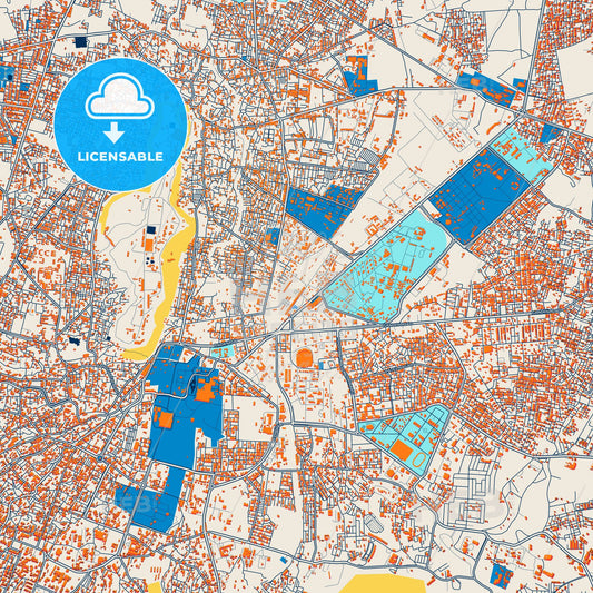 Colorful Gwalior Street Map with Labels and Buildings