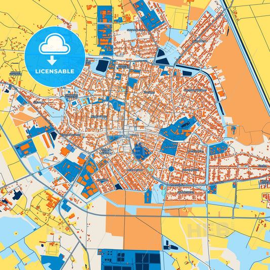 Colorful Gyula Street Map with Labels and Buildings