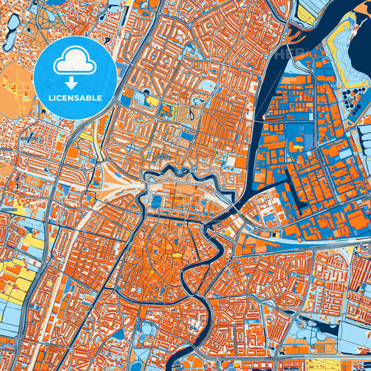 Colorful Haarlem Street Map with Labels and Buildings