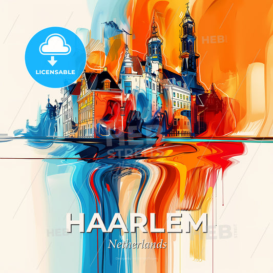 Vibrant Haarlem, Netherlands - A Colorful Painting Of A Building - Square format print template