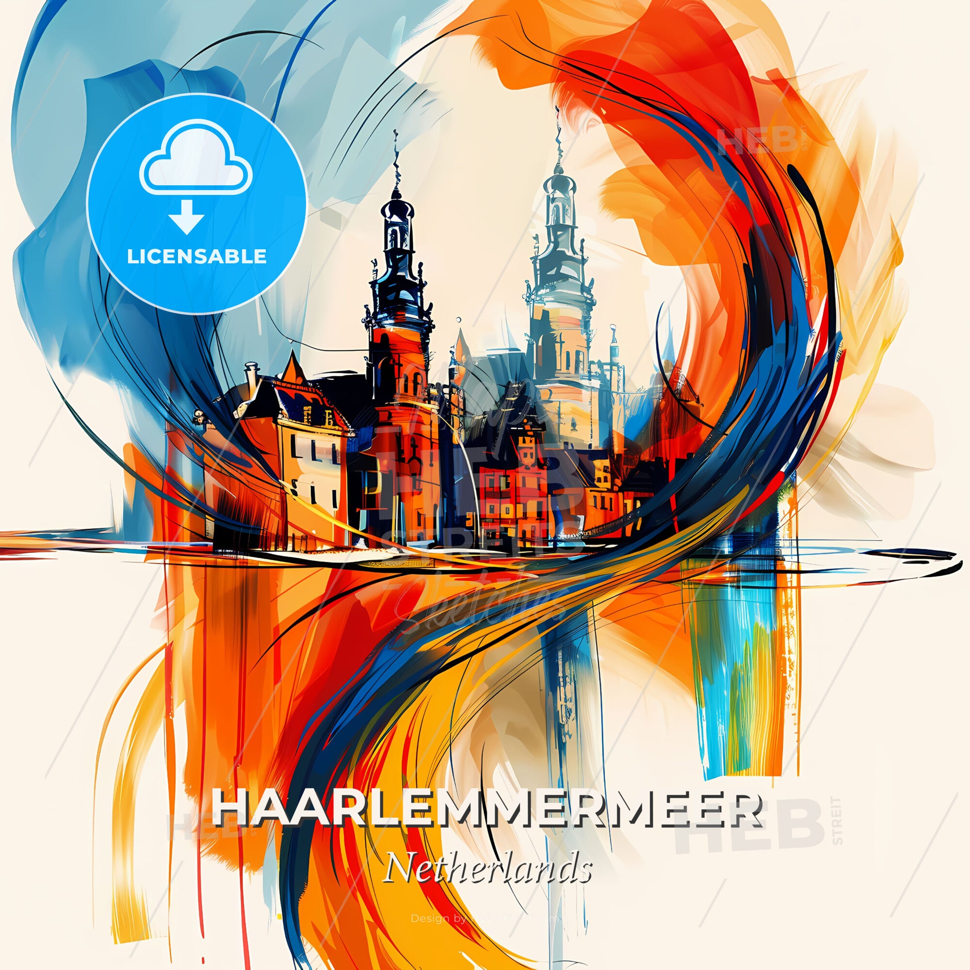 Vibrant Haarlemmermeer, Netherlands - A Painting Of A City - Square format print template