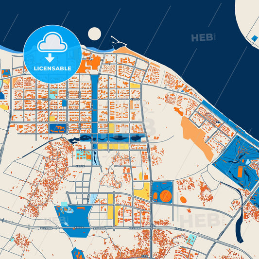 Colorful Haikou Street Map with Labels and Buildings