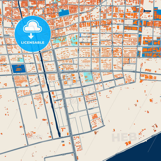 Colorful Haimen Street Map with Labels and Buildings
