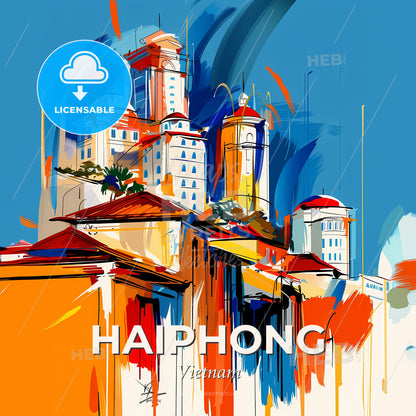 Vibrant Haiphong, Vietnam - A Painting Of A City - Square format print template