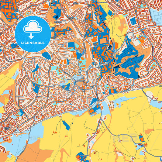 Colorful Halesowen Street Map with Labels and Buildings