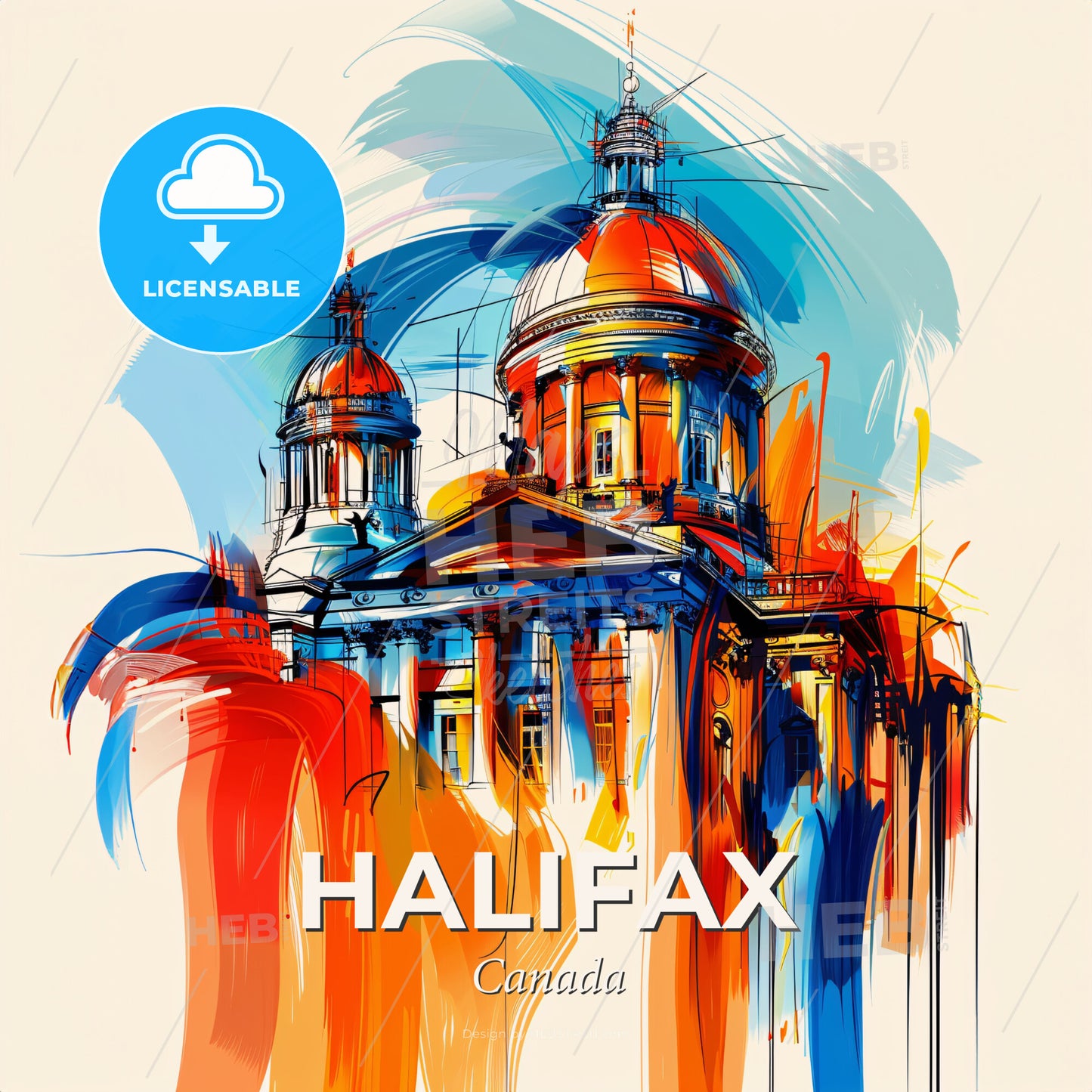 Vibrant Halifax, Canada - A Painting Of A Building - Square format print template