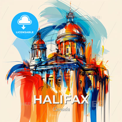 Vibrant Halifax, Canada - A Painting Of A Building - Square format print template