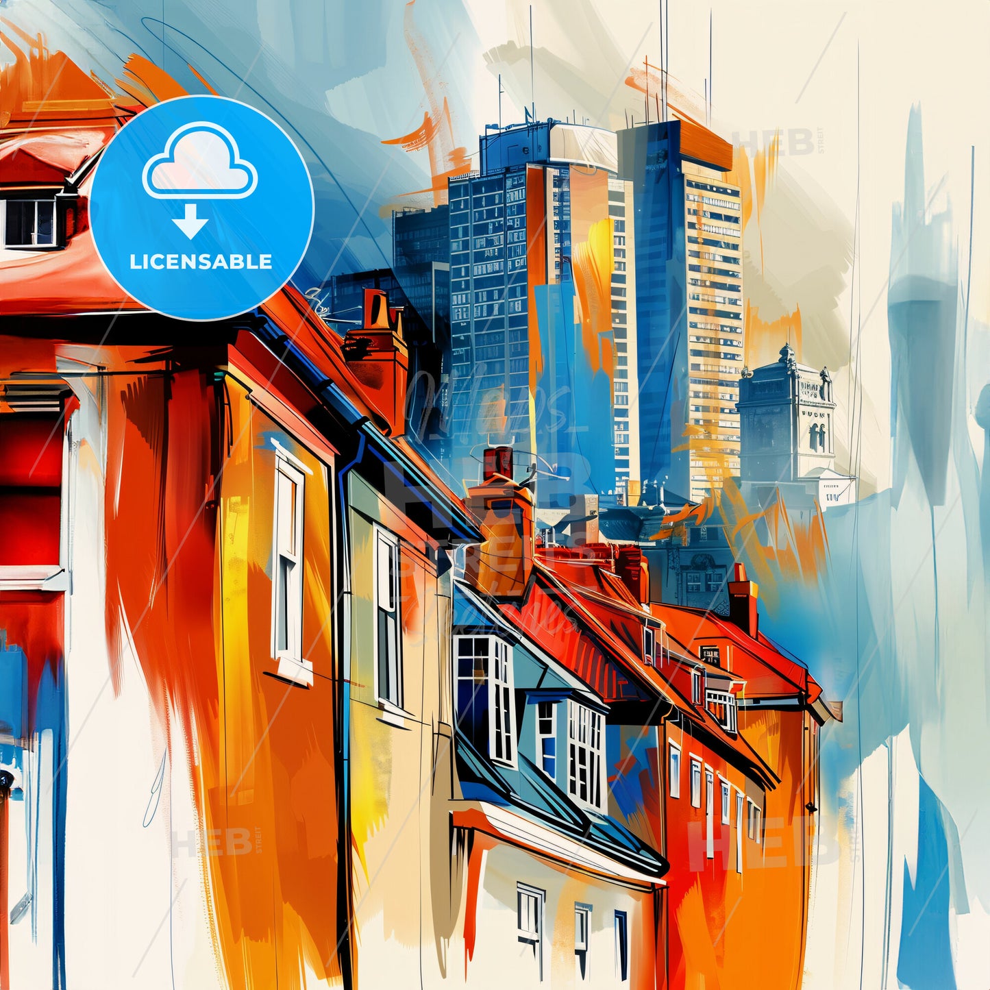 Vibrant Halifax, England - A Painting Of Buildings And A City