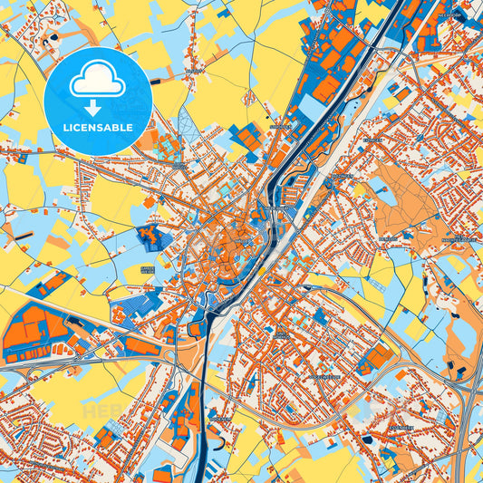 Colorful Halle Street Map with Labels and Buildings