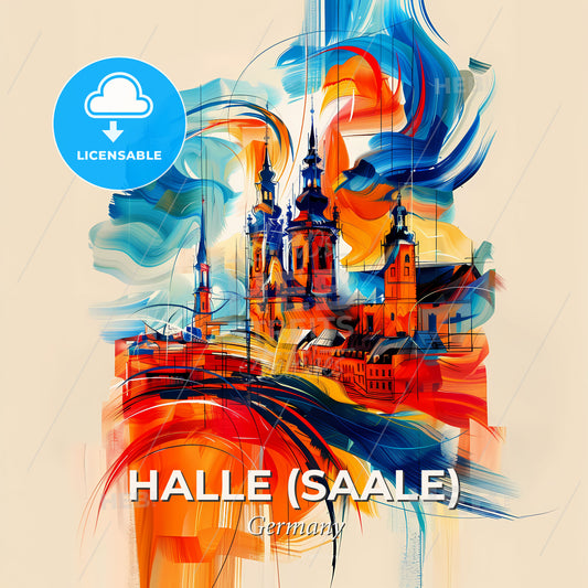 Vibrant Halle (Saale), Germany - A Painting Of A Castle - Square format print template