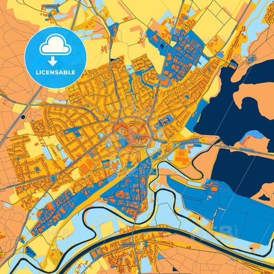 Colorful Haltern am See Street Map with Labels and Buildings