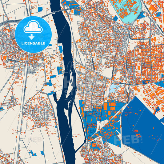 Colorful Halwan Street Map with Labels and Buildings