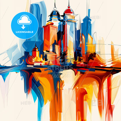 Vibrant Hamamatsu, Japan - A Painting Of A City